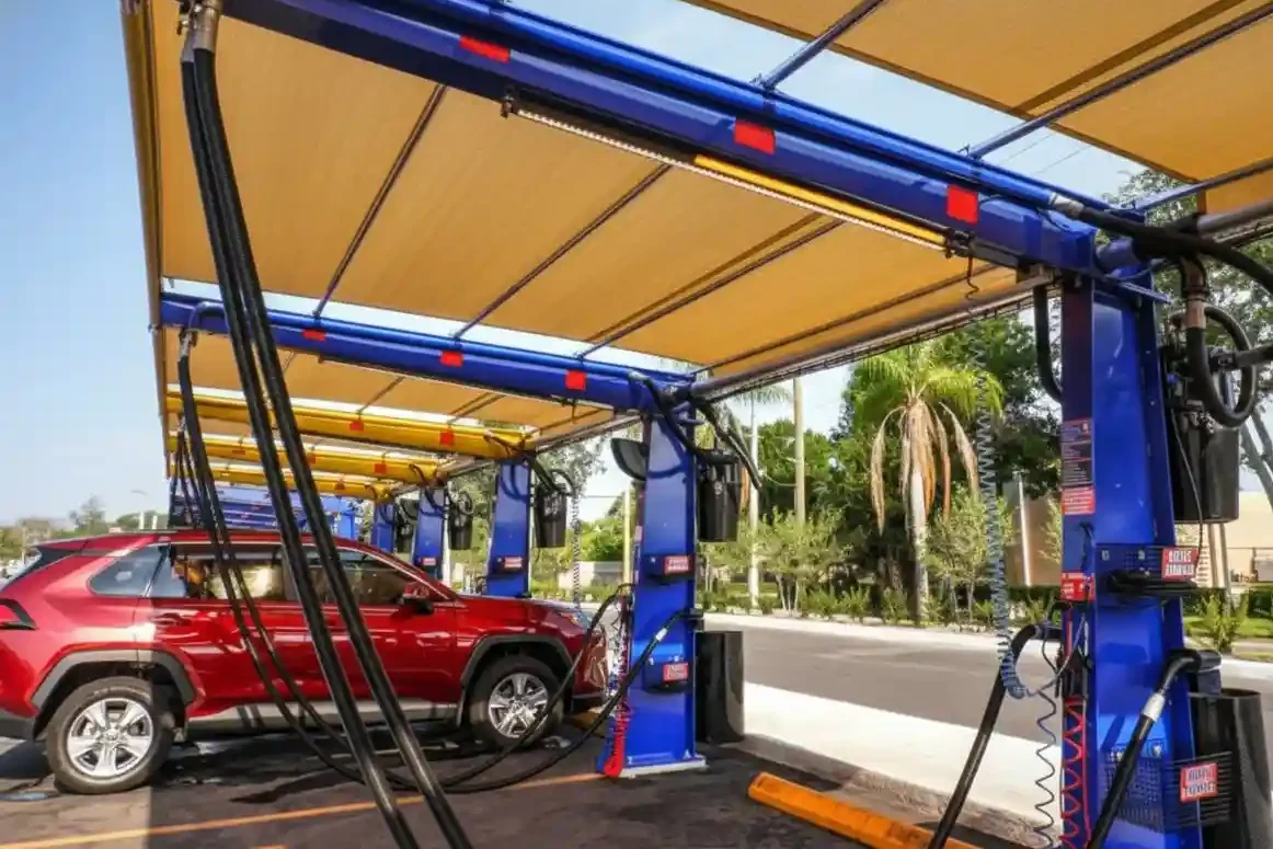 Self-service car wash vacuum stations