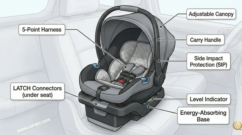Infant car seat illustration