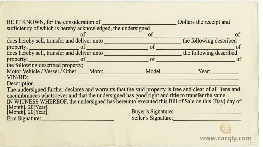 Sample Louisiana Bill of Sale