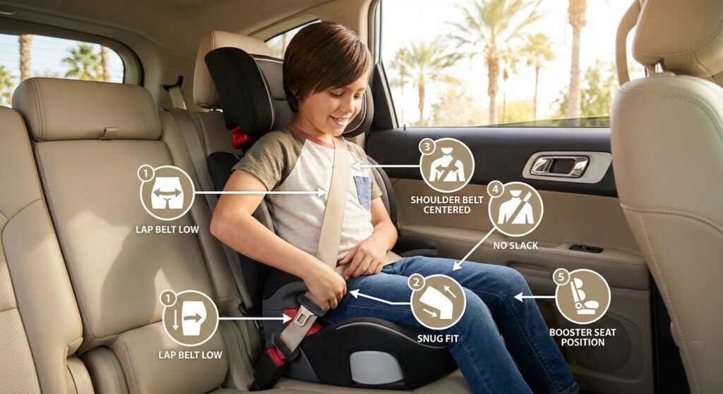 booster seat belt fit test for kids in Florida